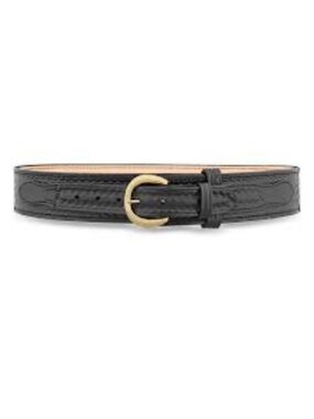 Dutyman Black Leather Basketweave Garrison Belt Classic Western Textured Cowboy